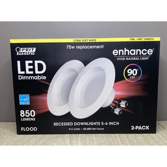 Feit Electric LED 5-6” Retrofit Kit 2 Pack Soft White #6FR47 - Picture 1 of 7